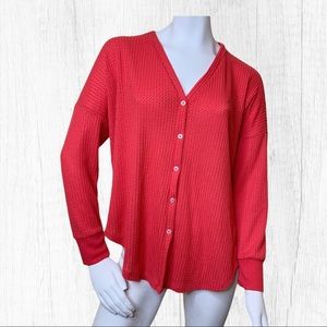 Tommy Hilfiger drop shoulder waffle weave cardigan